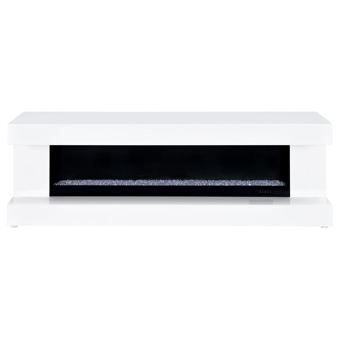 Mallory TV Stand Fireplace Console Bluetooth Speaker White High Gloss