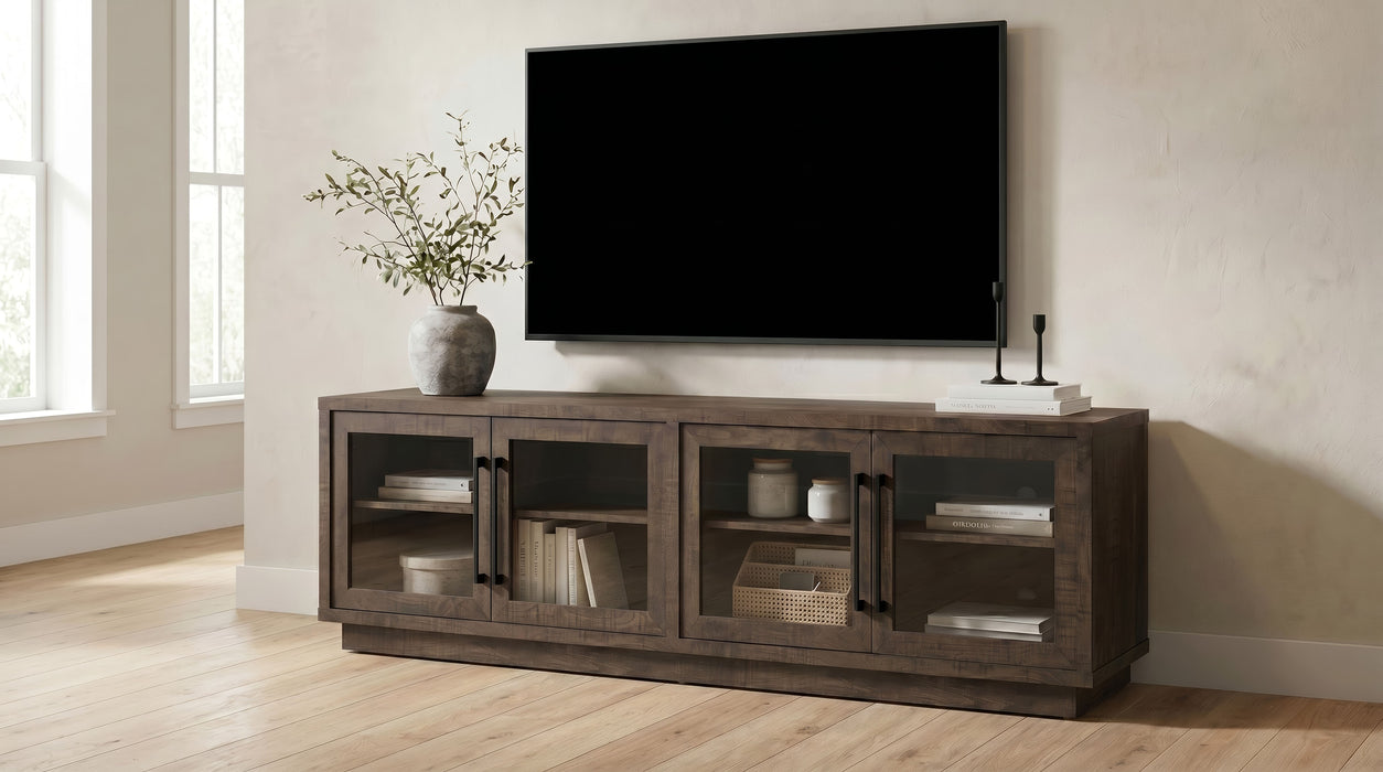 Medina 4-Door TV Stand for TVs up to 85 Inches Dark Rustic Mango