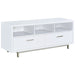 CoasterEssence Casey 60-inch white engineered wood TV stand with two drawers
