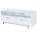 CoasterEssence Casey 60-inch white engineered wood TV stand with two drawers
