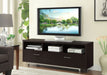 CoasterEssence Casey 60-inch cappuccino TV stand with two drawers and engineered wood construction