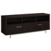 CoasterEssence Casey 60-inch cappuccino TV stand with two drawers and engineered wood construction