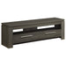 CoasterEssence Elkton 59-inch weathered grey TV stand with two drawers and engineered wood construction