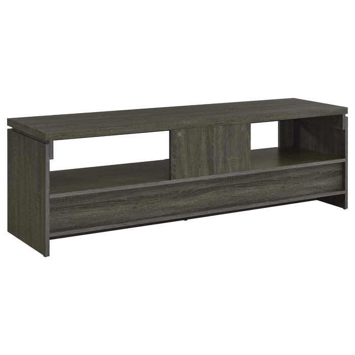 Elkton 59-inch Weathered Grey TV Stand by CoasterEssence with two drawers and engineered wood construction