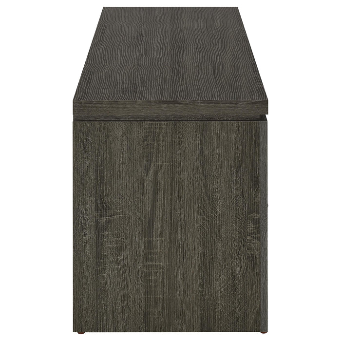 CoasterEssence Elkton 59-inch weathered grey TV stand with 2 drawers and engineered wood construction