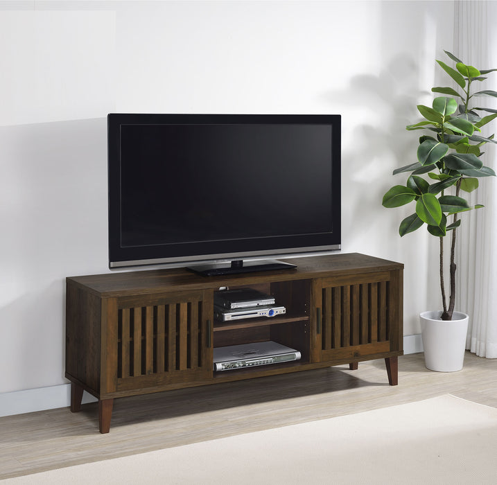 CoasterEveryday Sedona 2-door TV stand in dark pine for TVs up to 65 inches