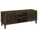 Dark pine Sedona 2-door engineered wood TV stand with spacious storage and modern design, ideal for living room entertainment setup.