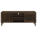 Dark pine Sedona 2-door engineered wood TV stand with storage compartments and sleek design, ideal for modern living rooms.