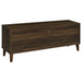 Dark pine Sedona 2-door engineered wood TV stand with spacious storage and modern design, ideal for living rooms.
