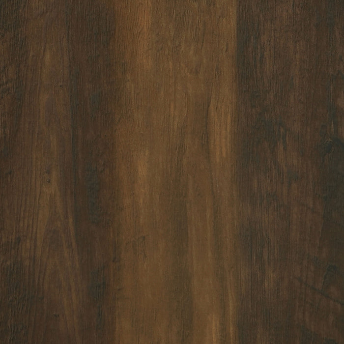 Dark pine Sedona 2-door engineered wood TV stand with spacious shelves and sleek design for modern living rooms.