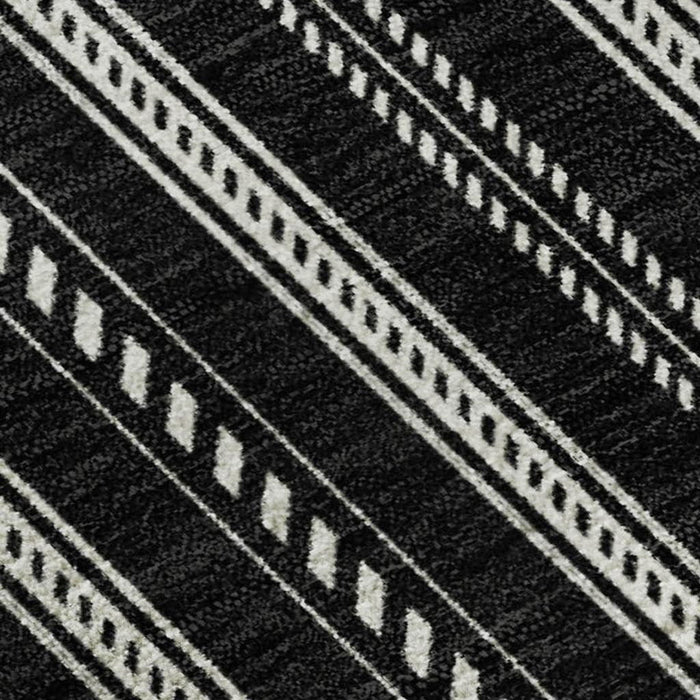 10' X 14' Striped Washable Area Rug With UV Protection (673831) - Black / Ivory