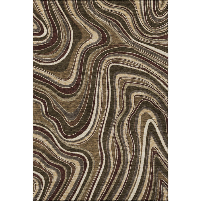8' X 10' Marble Washable Area Rug With UV Protection - Brown