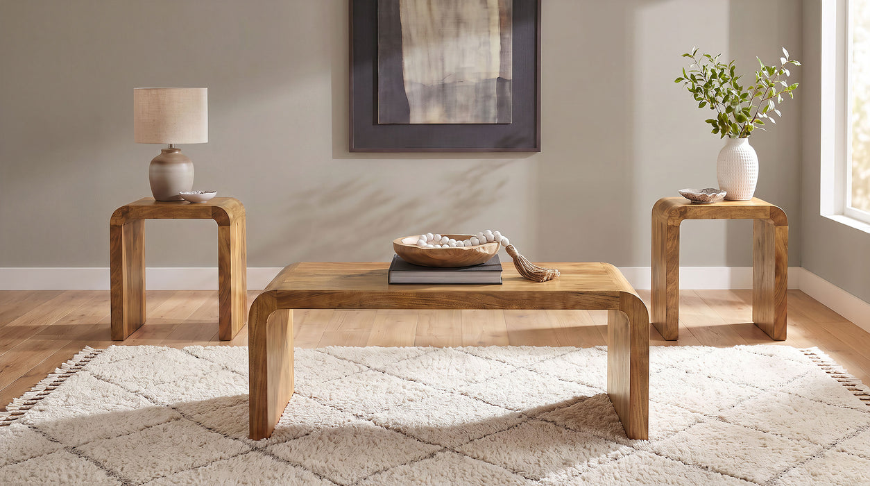 Booker 3-piece Mango Wood Coffee and End Table Set Natural