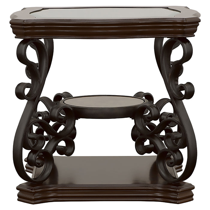Laney 1-shelf Glass Top Square End Table Deep Merlot