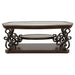 CoasterEssence Laney rectangular coffee table with dark merlot finish, glass top, and one lower shelf