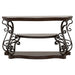 CoasterEssence Laney scrollwork entryway sofa console table in dark merlot finish