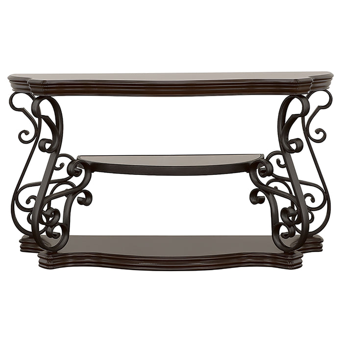 Laney Scrollwork Entryway Sofa Console Table Dark Merlot