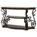 CoasterEssence Laney scrollwork entryway sofa console table in dark merlot finish