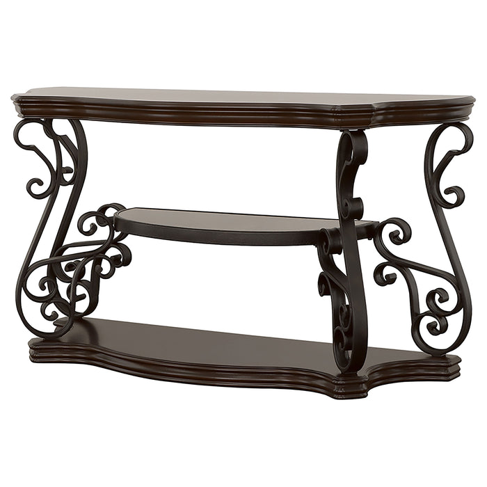 Laney Scrollwork Entryway Sofa Console Table Dark Merlot