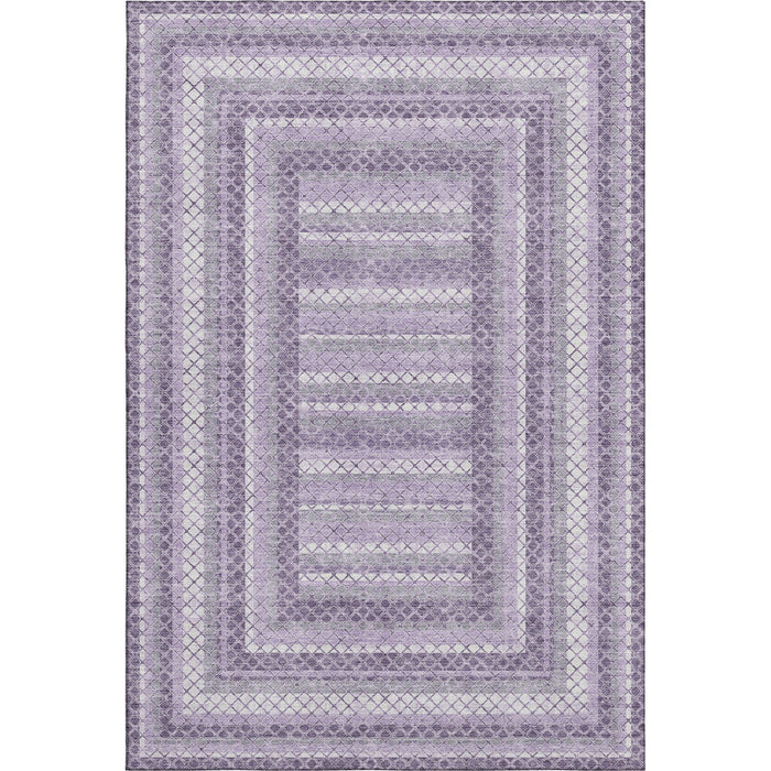 10' X 14' Geometric Washable Area Rug With UV Protection (710885) - Lavender / Ivory
