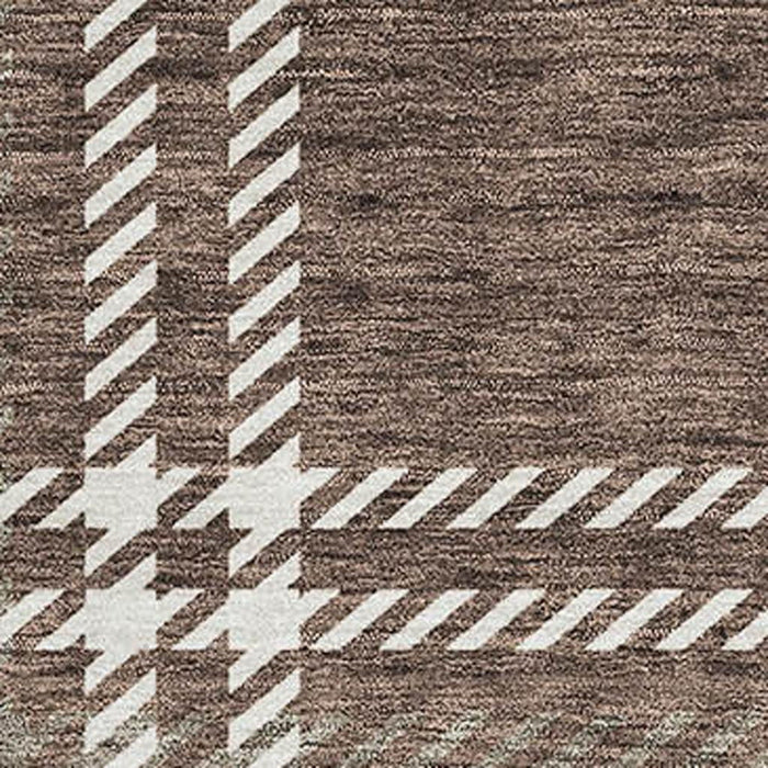 10' X 14' Plaid Washable Area Rug With UV Protection (674299) - Brown / Ivory / Taupe