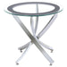 CoasterEssence Brooke round glass top side end table with chrome metal base