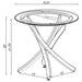CoasterEssence Brooke round glass top side end table with chrome metal base