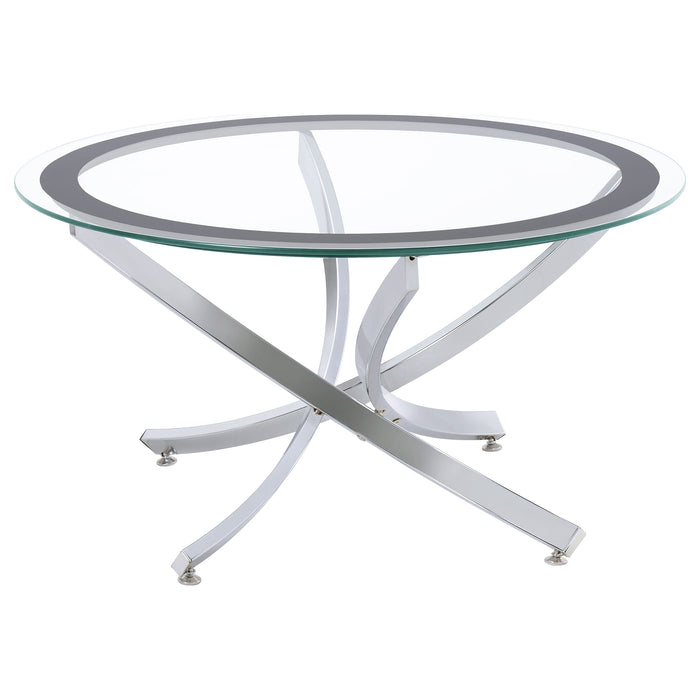 Brooke Round Glass Top Coffee Table Metal Base Chrome