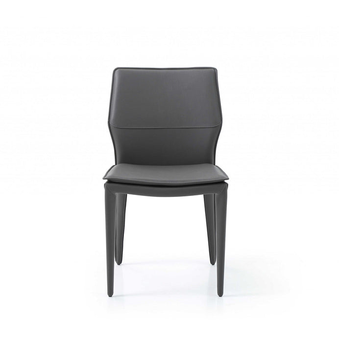 Slipcovered Upholstered Faux Leather Dining Side Chairs (Set of 2) - Gray