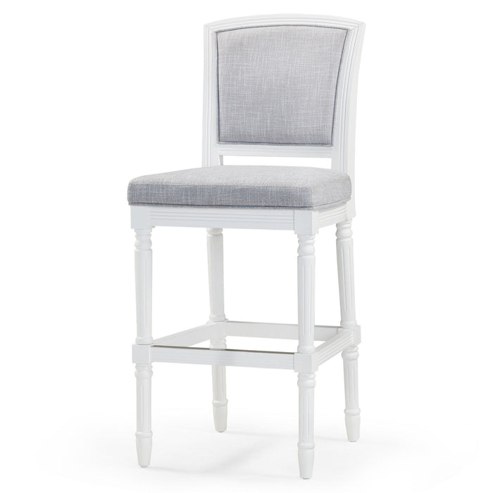 Fabric And Solid Wood Bar Height Bar Chair - Gray / White