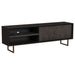 Marsden 2-door mango wood TV stand in charcoal black with a 70-inch width, featuring a modern furniture design.