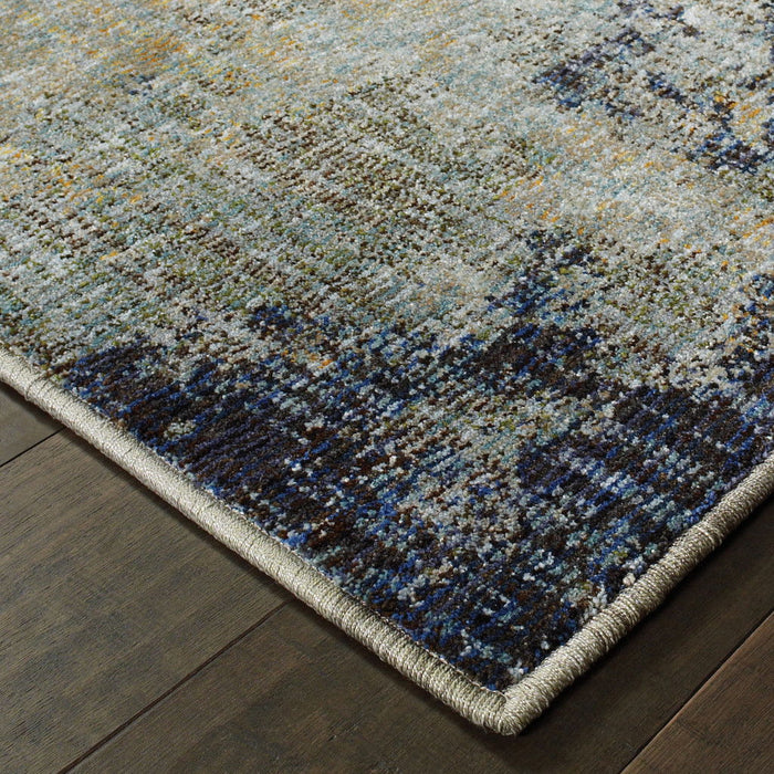 8' x 11' Abstract Power Loom Area Rug - Navy Blue