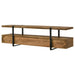 Otto 5-drawer mango wood TV stand media console with a brown finish, featuring a 70-inch length and modern furniture design.