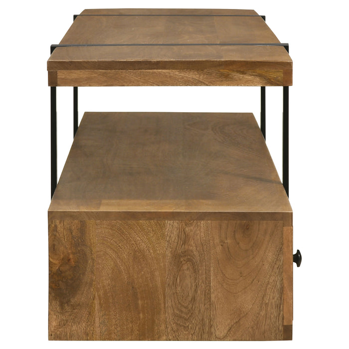 Brown Otto 5-drawer mango wood TV stand with 70-inch width, featuring a modern media console design by CoasterEveryday.