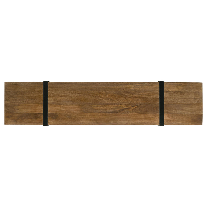 Otto 5-drawer mango wood TV stand media console in brown with 70-inch length and modern furniture design.