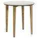 CoasterEveryday Aldis round marble top side table in white and natural wood finish