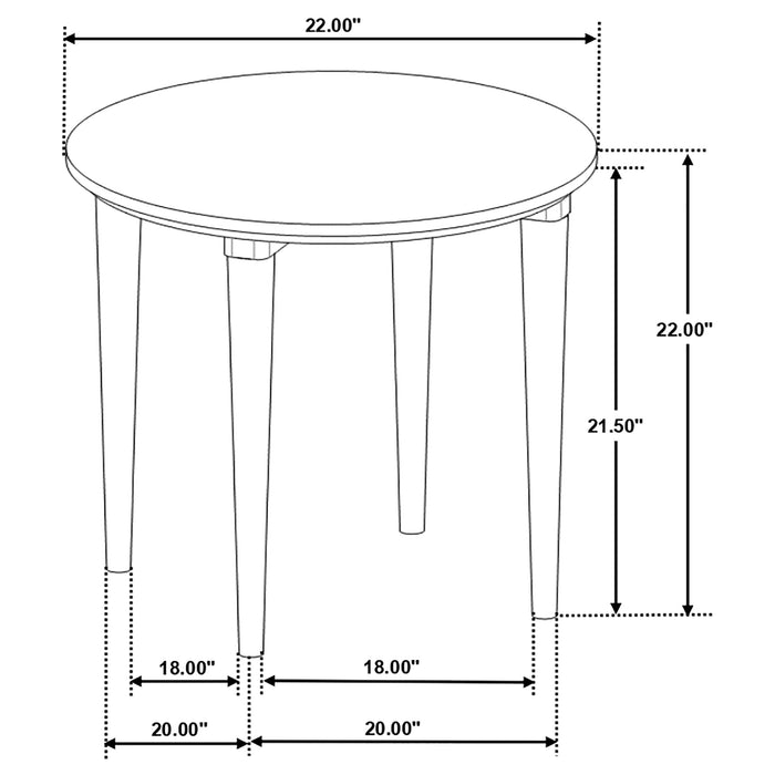 CoasterEveryday Aldis round side end table with white marble top and natural wood finish