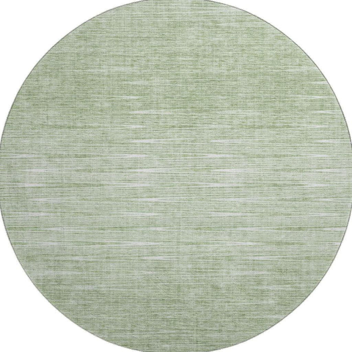 8' Abstract Washable Round Rug With UV Protection - Artichoke Green And Gray