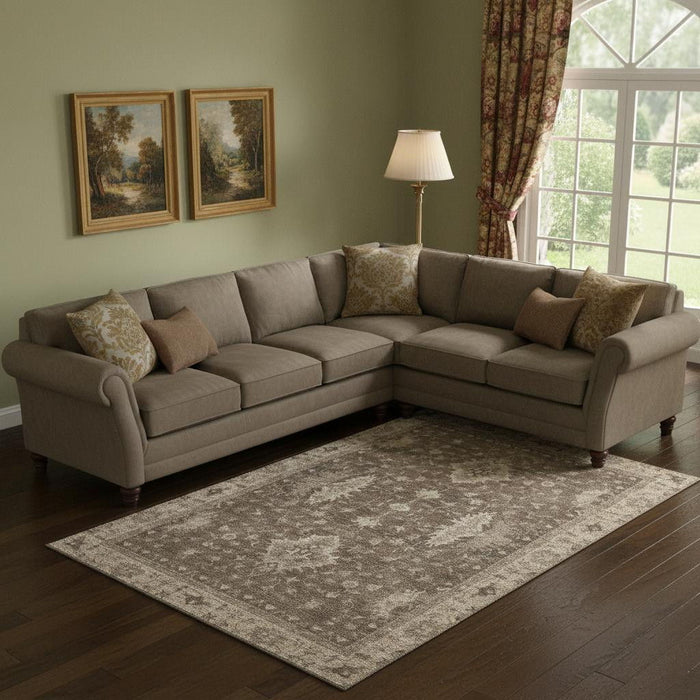 10' X 14' Oriental Washable Area Rug With UV Protection (699716) - Brown / Beige