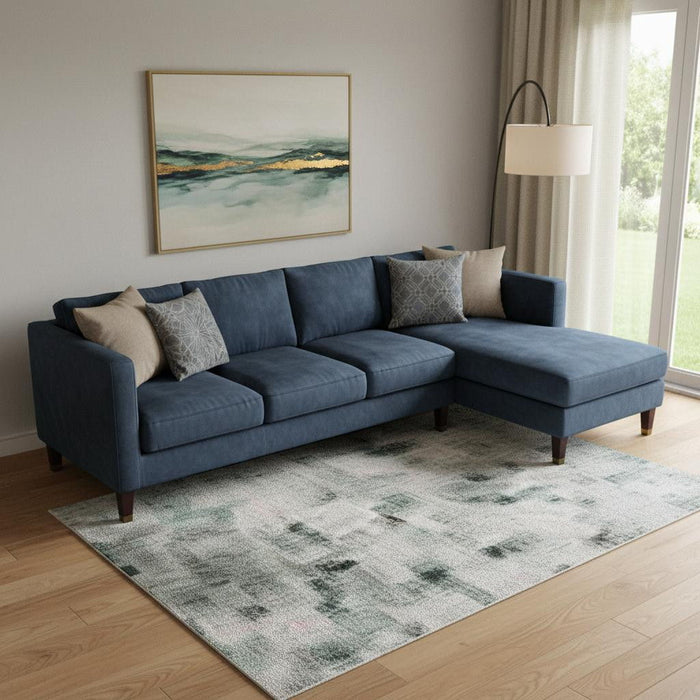 10' X 14' Abstract Washable Area Rug With UV Protection (710202) - Teal / Purple / Gray