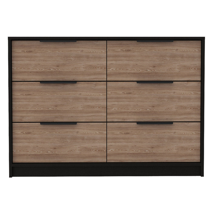 Six Drawer Double Dresser - Brown And Black