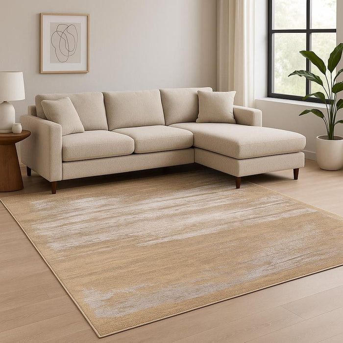 8' X 10' Abstract Hand Knotted Area Rug - Beige