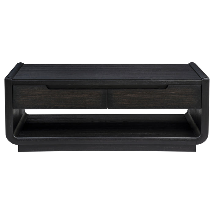 Leandro 2-piece Wood Coffee and End Table Set Burnished Black