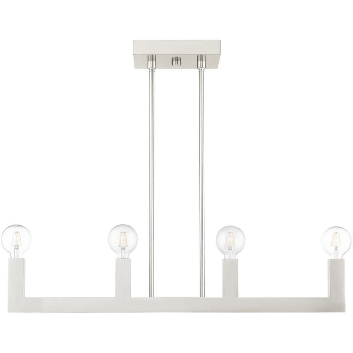 17'' Four-Light Dimmable Chandelier With Shades - Nickel