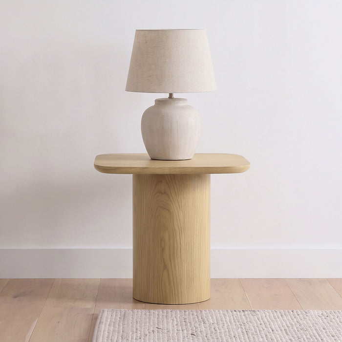 Lester Contemporary Square Wood End Table with Oak Veneer Honey Oak
