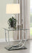CoasterEssence Danville rectangular U-shaped glass top side end table with chrome finish