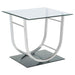 CoasterEssence Danville rectangular U-shaped chrome side table with clear glass top