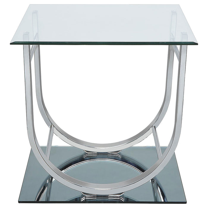 Danville Rectangular U-Shaped Glass Top Side End Table Chrome