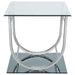 CoasterEssence Danville rectangular U-shaped chrome side end table with clear glass top
