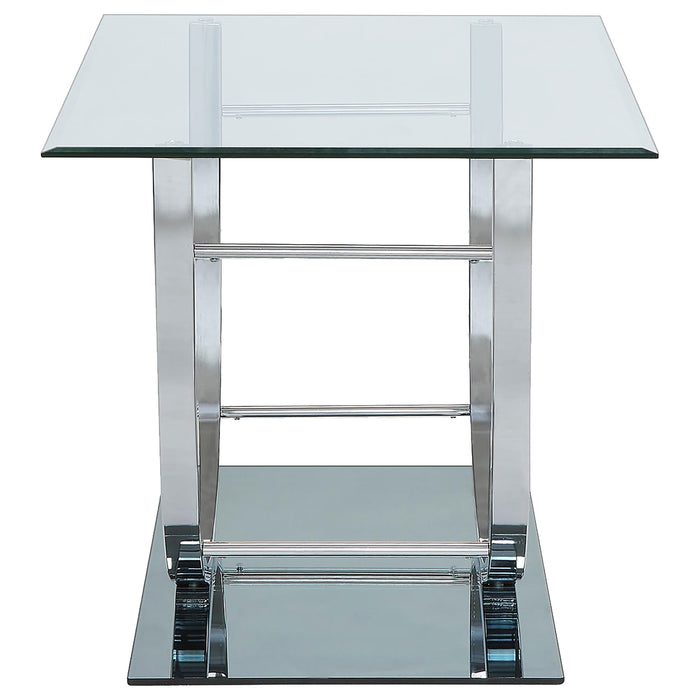 Danville Rectangular U-Shaped Glass Top Side End Table Chrome